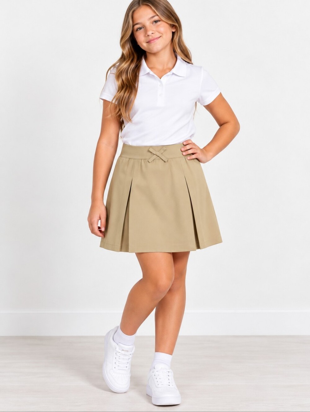 French Toast Pull-On Kick Pleat Performance Skort Khaki 10.5 Plus NWOT